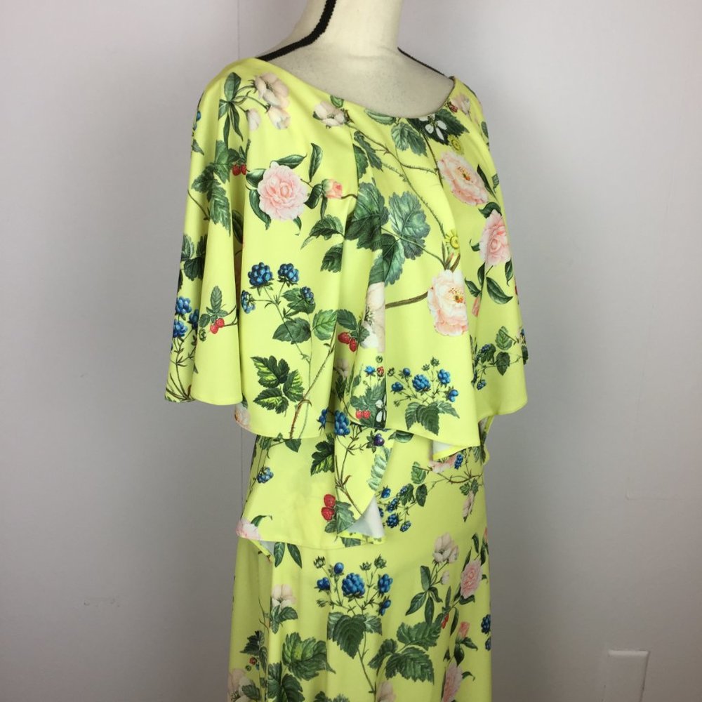 Asos Maxi Dress Size 6 Womans Yellow Floral Print Ruffle Sleeve Back V-Neck - Picture 7 of 13